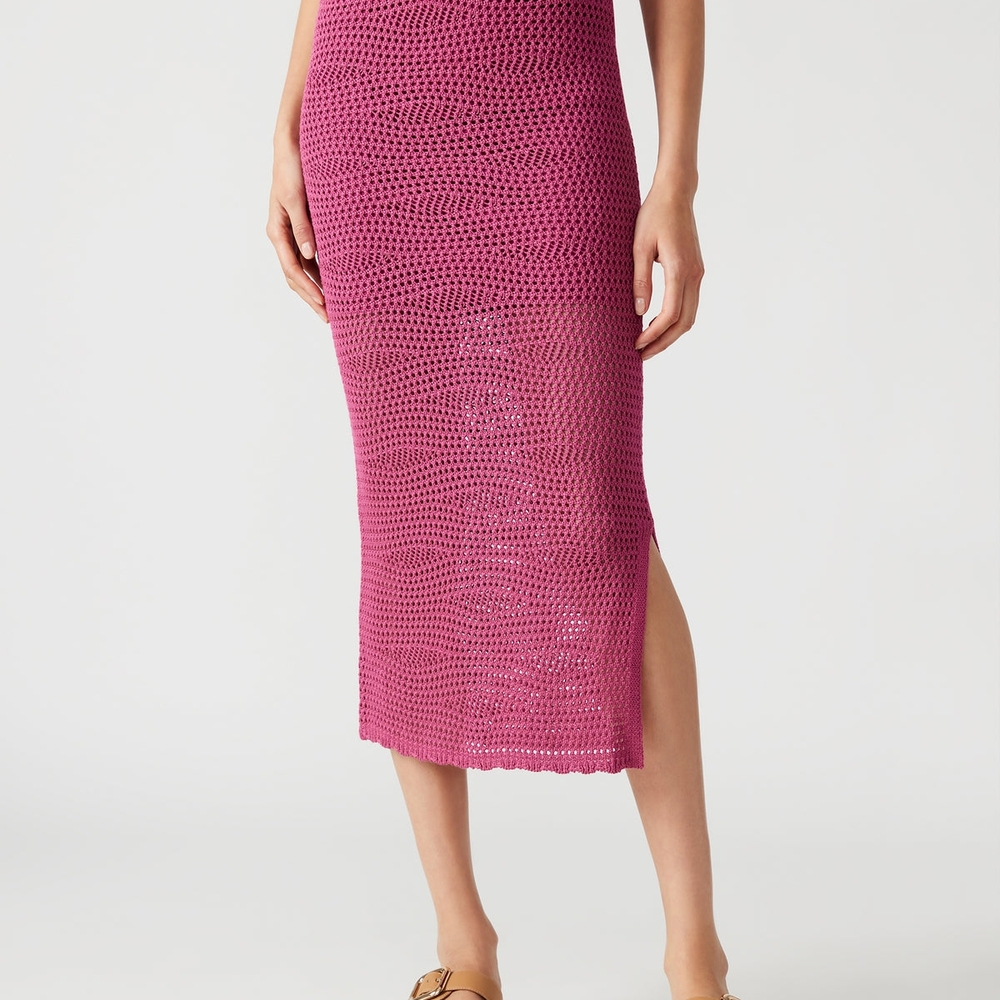Pink Rose Crochet Midi Skirt Steve Madden Liliana Size XS - Picture 4 of 10
